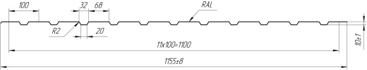 Профнастил С10 1155/1100x0,45 мм, 3005 винно-красный матовый