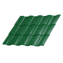 Металлочерепица Геркулес 25 1200/1150x0,45 мм, 6002 лиственно-зеленый глянцевый