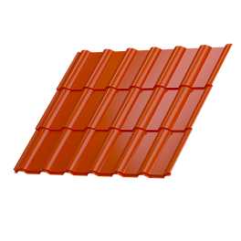 Металлочерепица Супермонтеррей 1180/1100x0,45 мм, 2004 оранжевый глянцевый