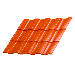 Металлочерепица Геркулес 30 1200/1150x0,4 мм, 2004 оранжевый глянцевый
