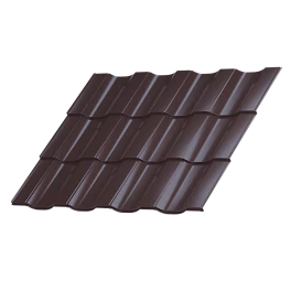 Металлочерепица Геркулес 25 1200/1150x0,4 мм, 8017 шоколадно-коричневый глянцевый